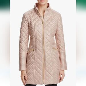 Women's Pink Blush Diamond Quilted Mid Length Lightweight Jacket Coat